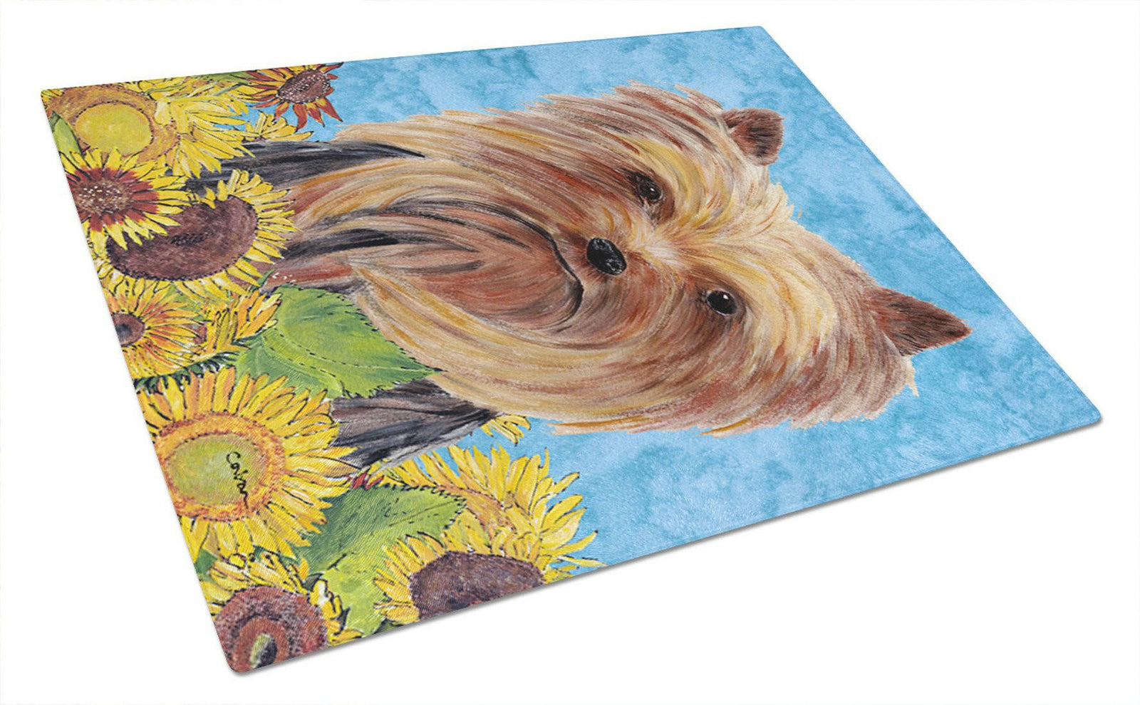 Yorkie Glass Cutting Board Large by Caroline's Treasures