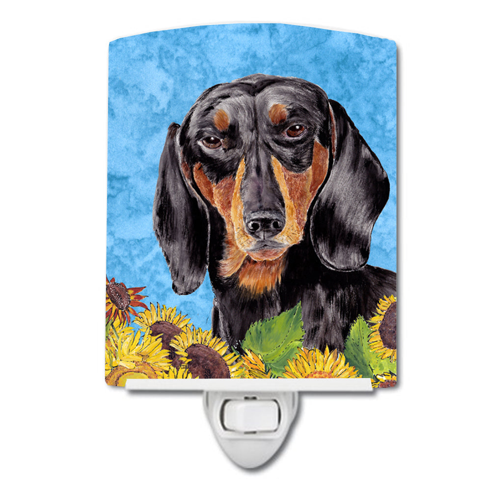 Dachshund in Summer Flowers Ceramic Night Light SC9065CNL - the-store.com