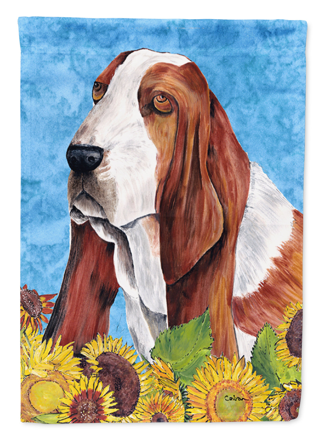 Basset Hound Flag Canvas House Size  the-store.com.