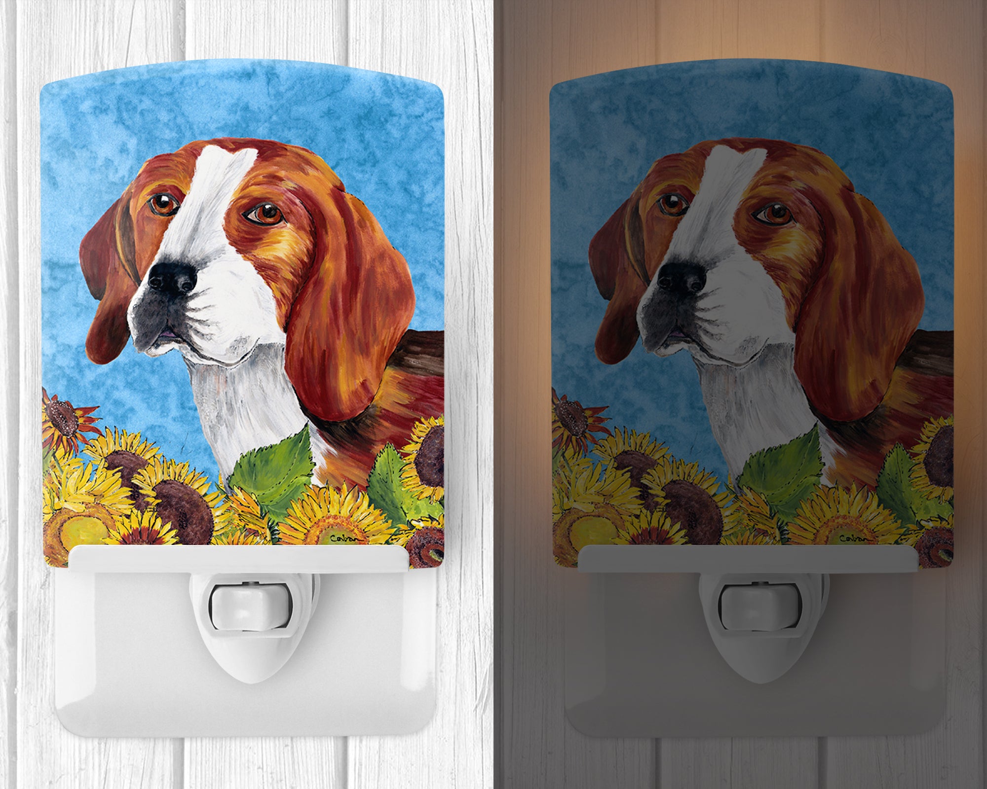 Beagle in Summer Flowers Ceramic Night Light SC9067CNL - the-store.com