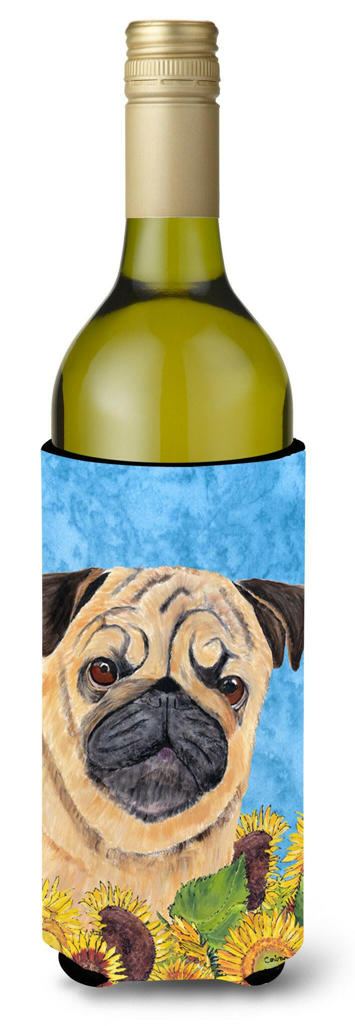 Pug Wine Bottle Beverage Insulator Beverage Insulator Hugger SC9068LITERK by Caroline's Treasures