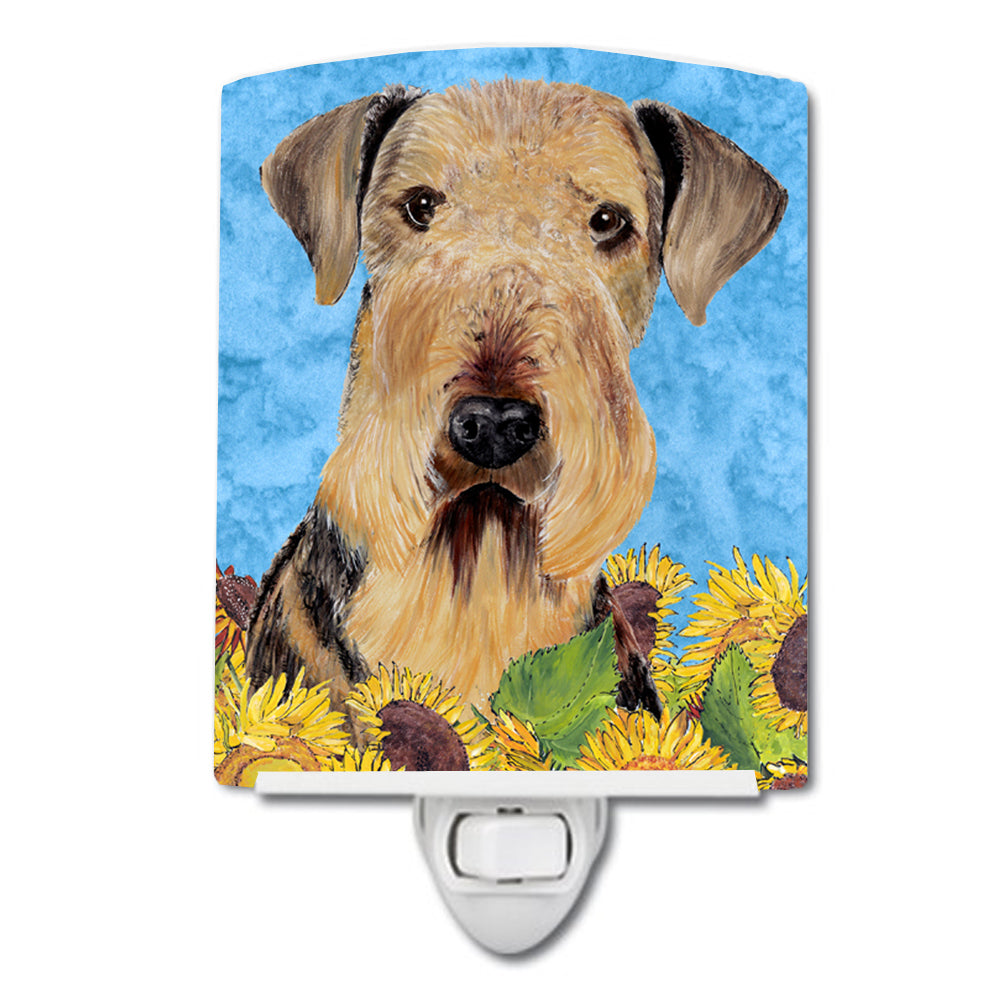 Airedale in Summer Flowers Ceramic Night Light SC9069CNL - the-store.com