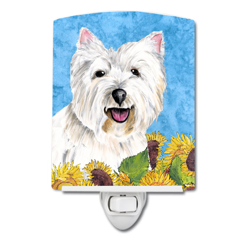 Westie in Summer Flowers Ceramic Night Light SC9070CNL - the-store.com