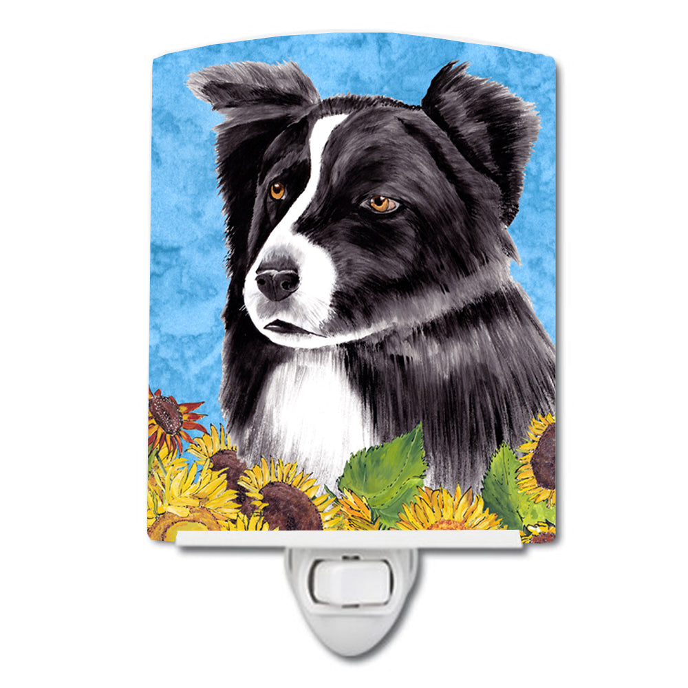 Border Collie in Summer Flowers Ceramic Night Light SC9071CNL - the-store.com