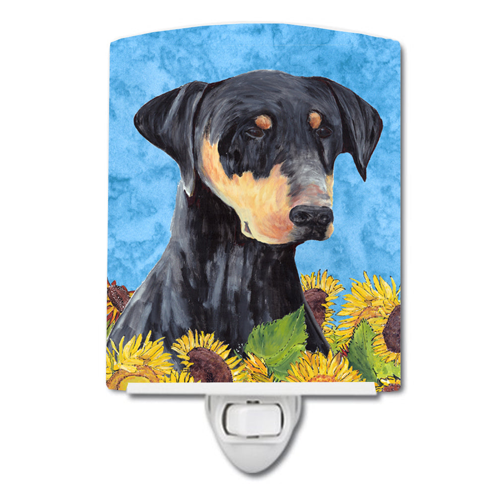 Doberman in Summer Flowers Ceramic Night Light SC9073CNL - the-store.com