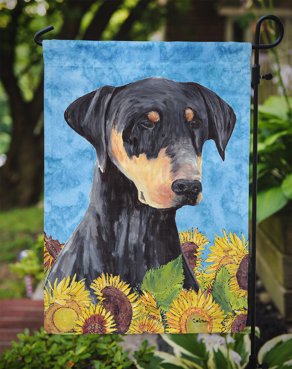 Doberman Flag Garden Size.