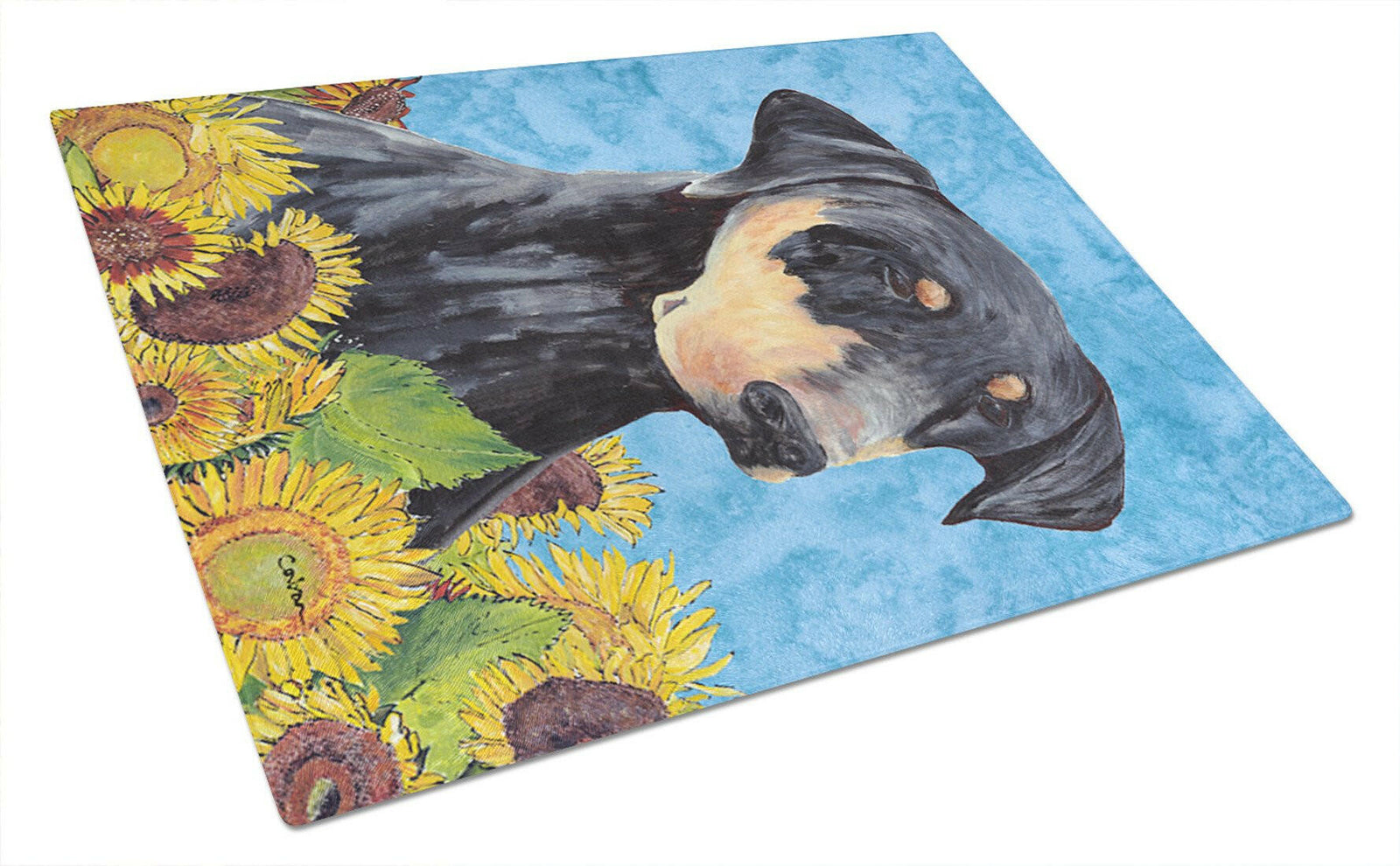 Doberman Glass Cutting Board Large by Caroline's Treasures