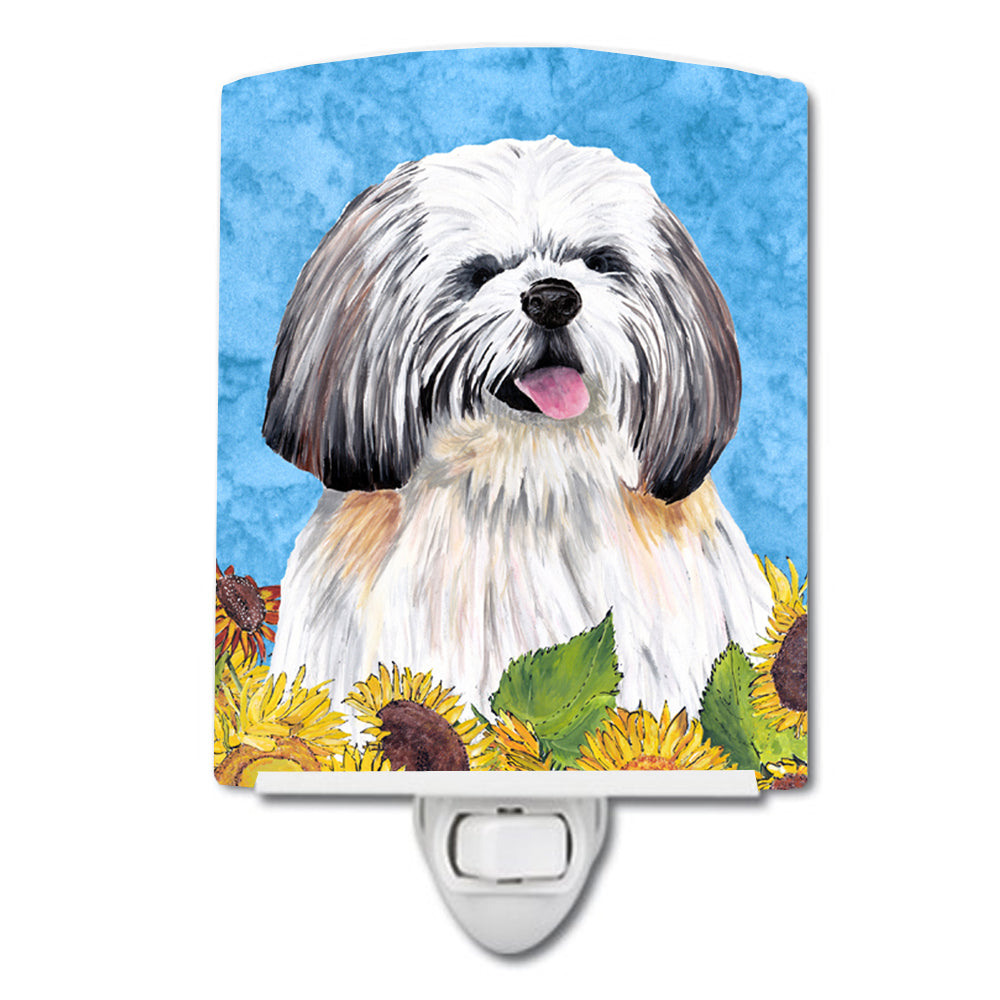 Shih Tzu in Summer Flowers Ceramic Night Light SC9075CNL - the-store.com