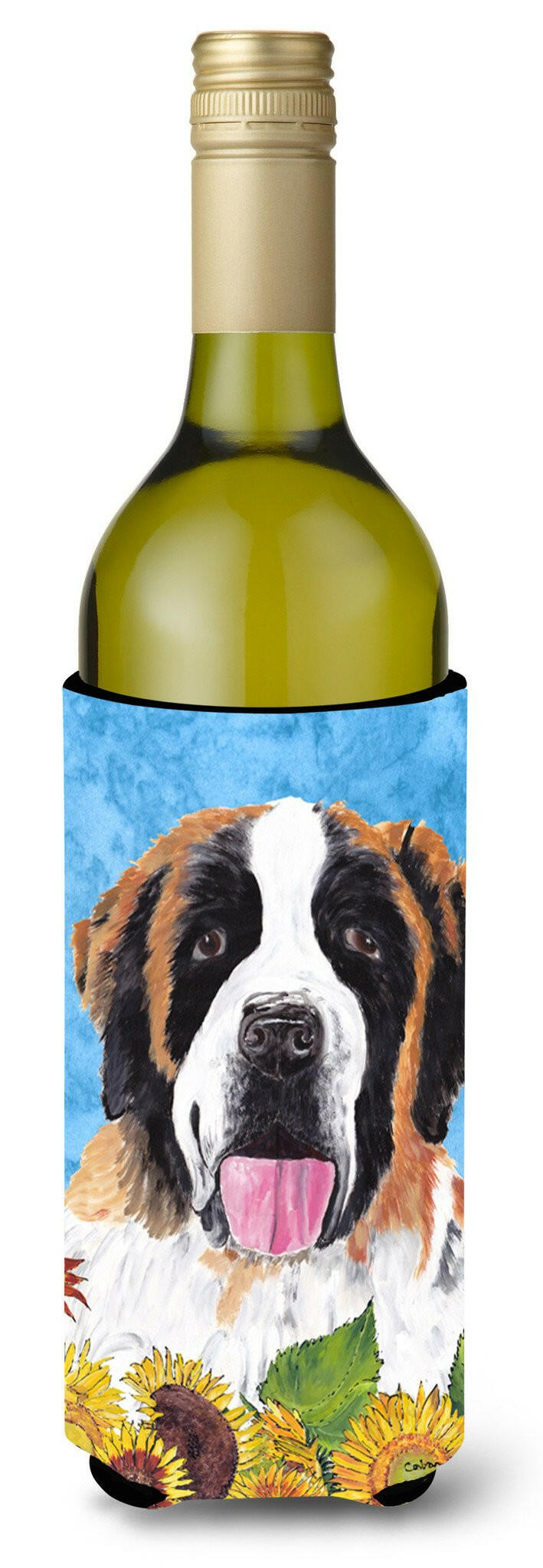 Saint Bernard Wine Bottle Beverage Insulator Beverage Insulator Hugger SC9076LITERK by Caroline&#39;s Treasures