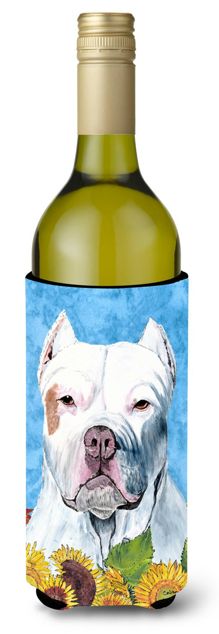 Pit Bull Wine Bottle Beverage Insulator Beverage Insulator Hugger SC9077LITERK by Caroline's Treasures