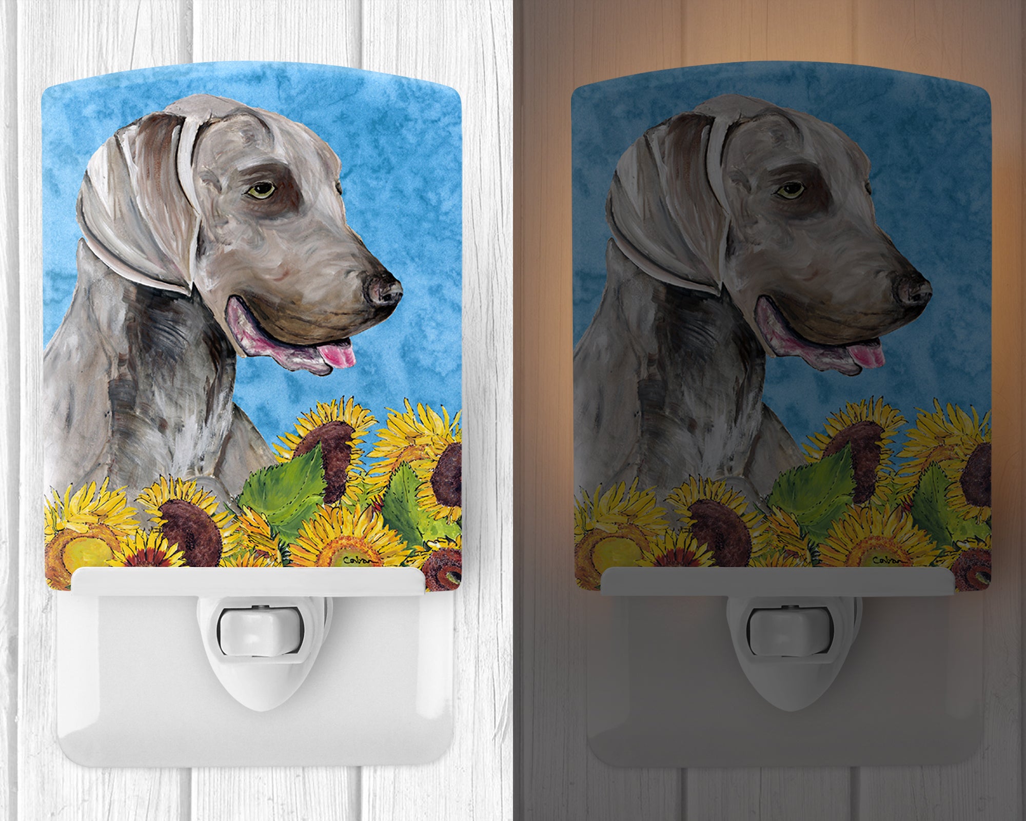 Weimaraner in Summer Flowers Ceramic Night Light SC9080CNL - the-store.com