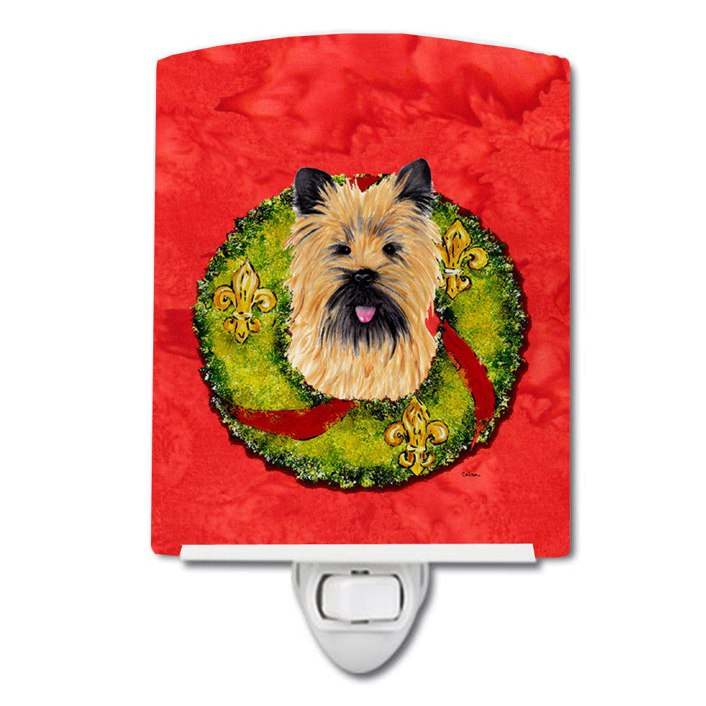 Cairn Terrier Christmas Wreath Ceramic Night Light SC9081CNL - the-store.com