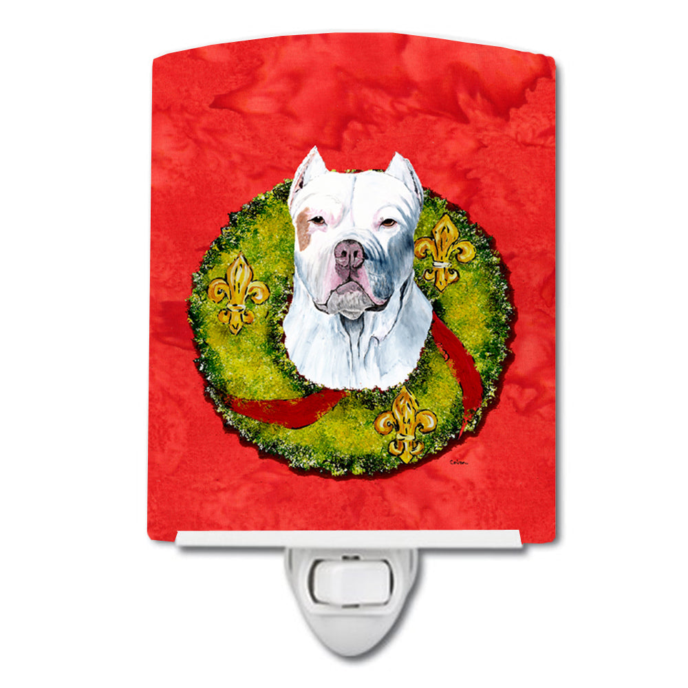 Pit Bull Christmas Wreath Ceramic Night Light SC9083CNL - the-store.com