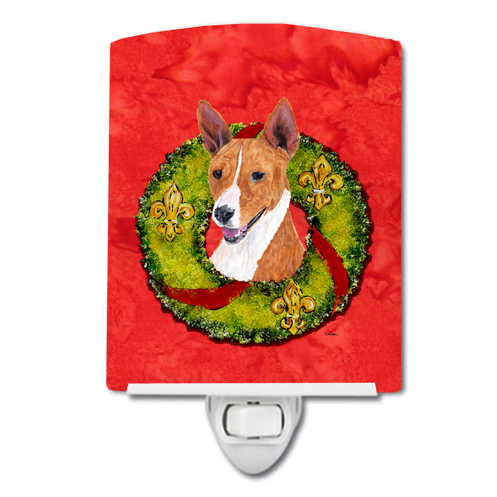 Basenji Christmas Wreath Ceramic Night Light SC9089CNL - the-store.com