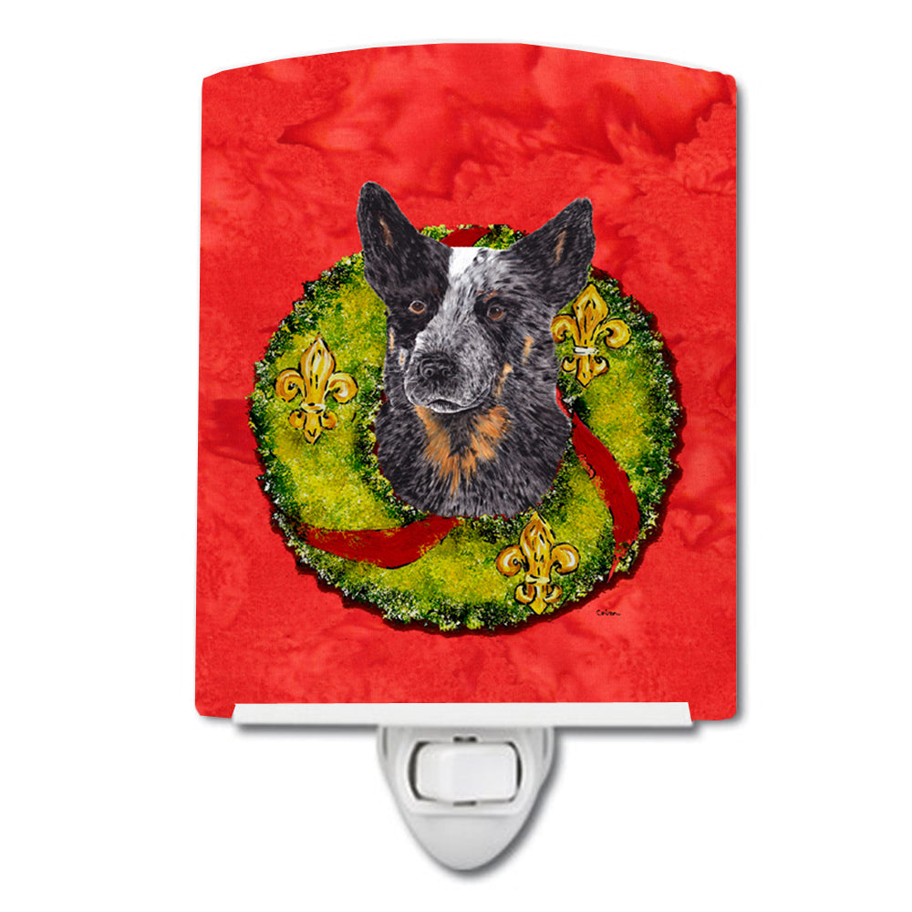 Australian Cattle Dog Christmas Wreath Ceramic Night Light SC9090CNL - the-store.com