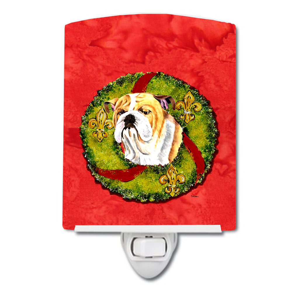 Bulldog English Christmas Wreath Ceramic Night Light SC9098CNL - the-store.com