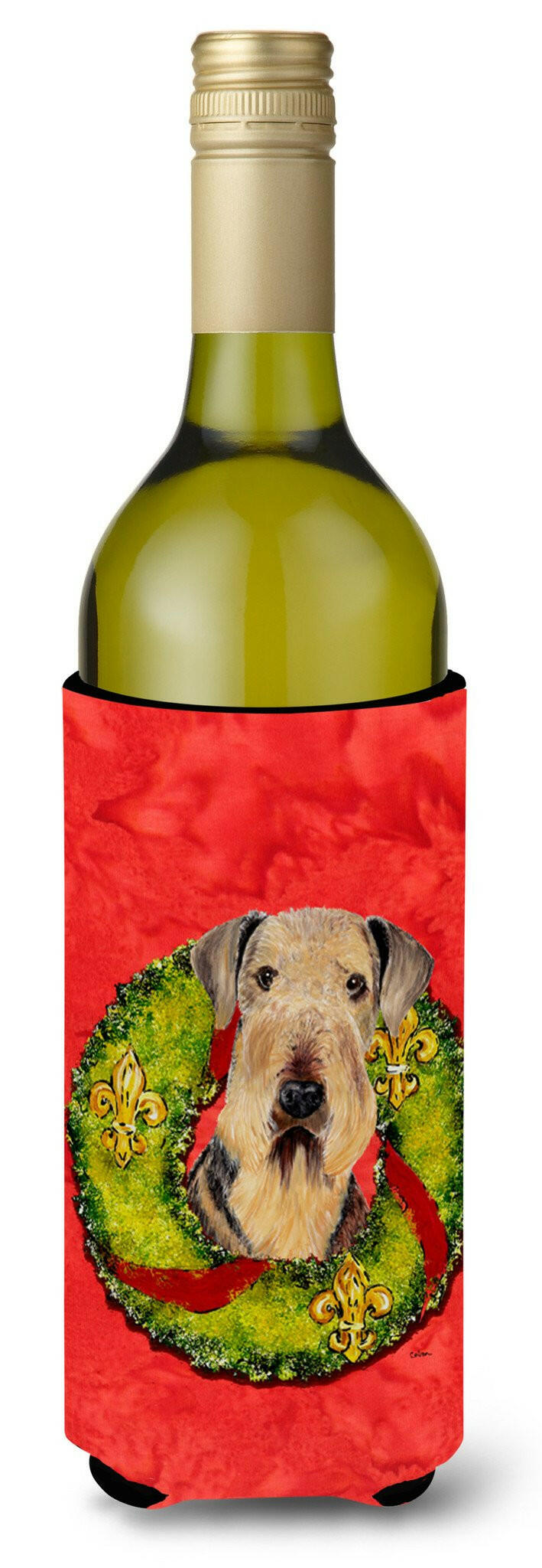 Airedale Wine Bottle Beverage Insulator Beverage Insulator Hugger SC9103LITERK by Caroline's Treasures