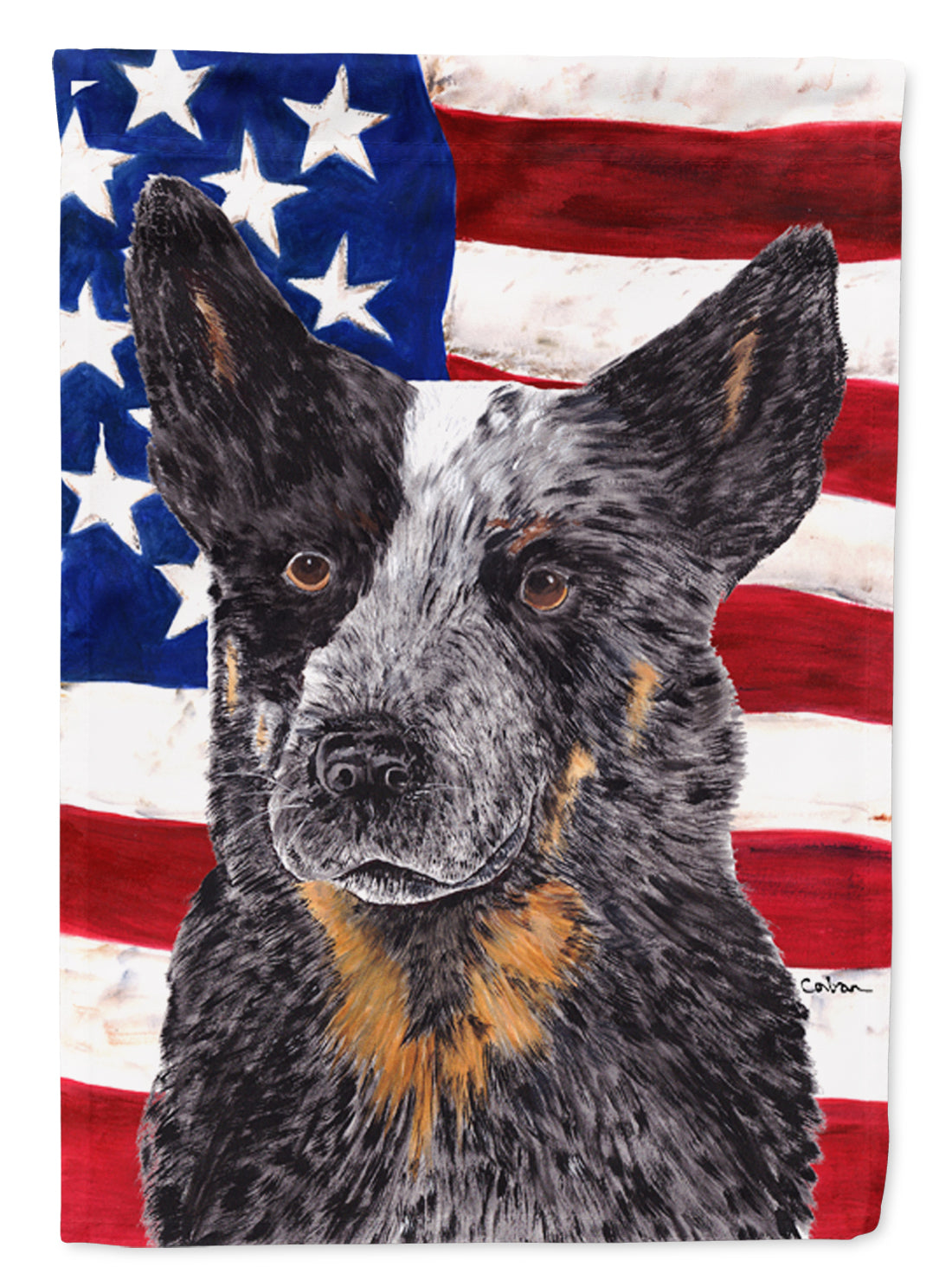 USA American Flag with Australian Cattle Dog Flag Canvas House Size  the-store.com.