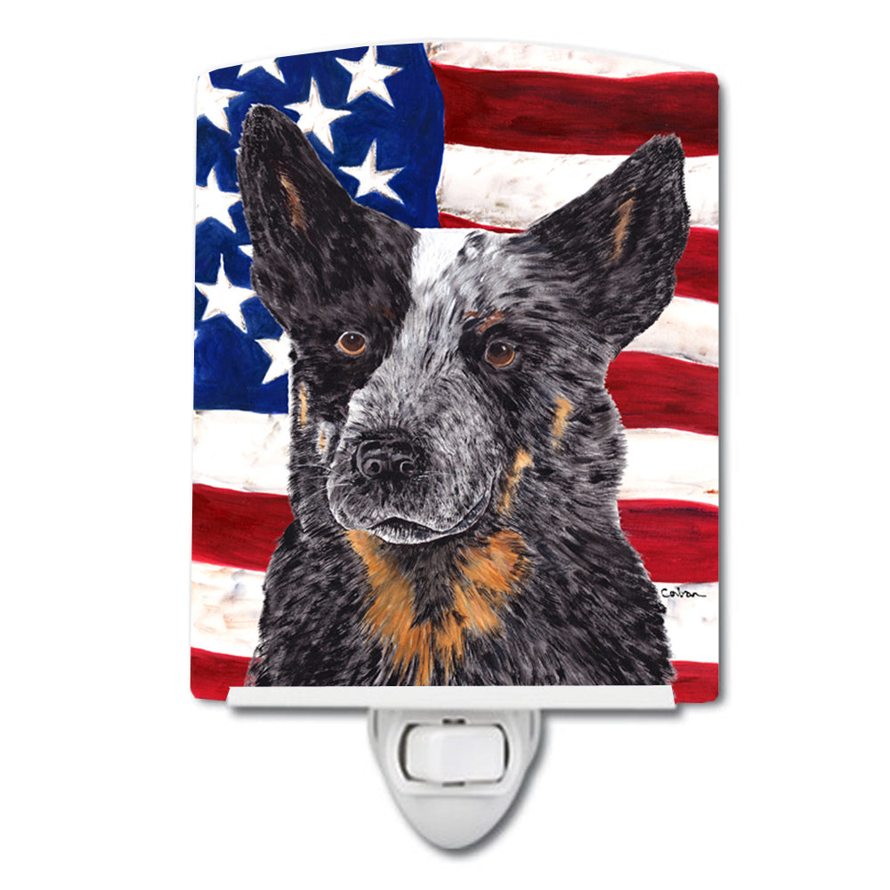 USA American Flag with Australian Cattle Dog Ceramic Night Light SC9109CNL - the-store.com