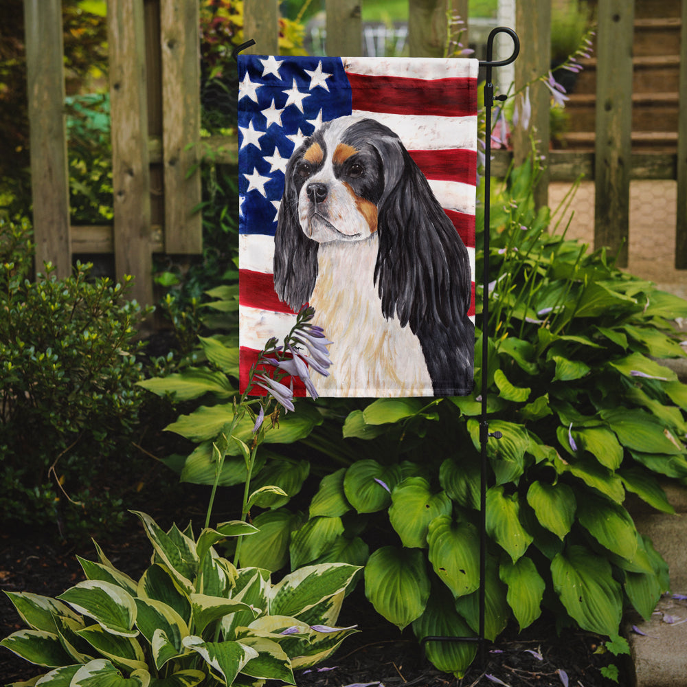 USA American Flag with Cavalier Spaniel Flag Garden Size.