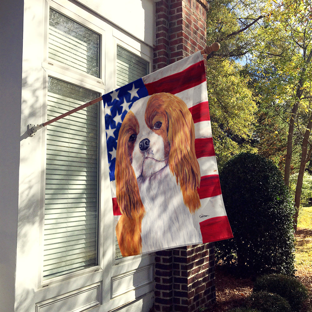 USA American Flag with Cavalier Spaniel Flag Canvas House Size  the-store.com.