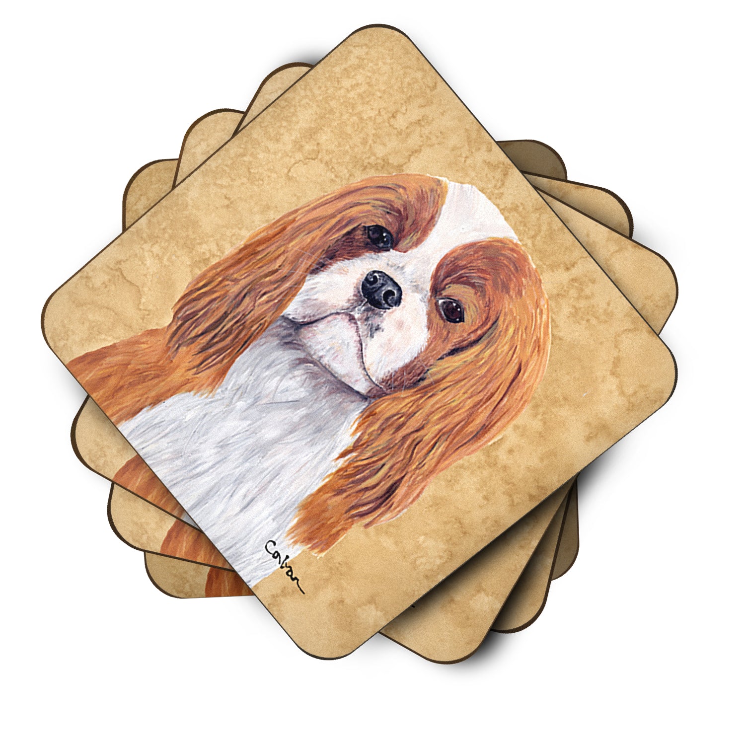 Set of 4 Cavalier Spaniel Foam Coasters - the-store.com