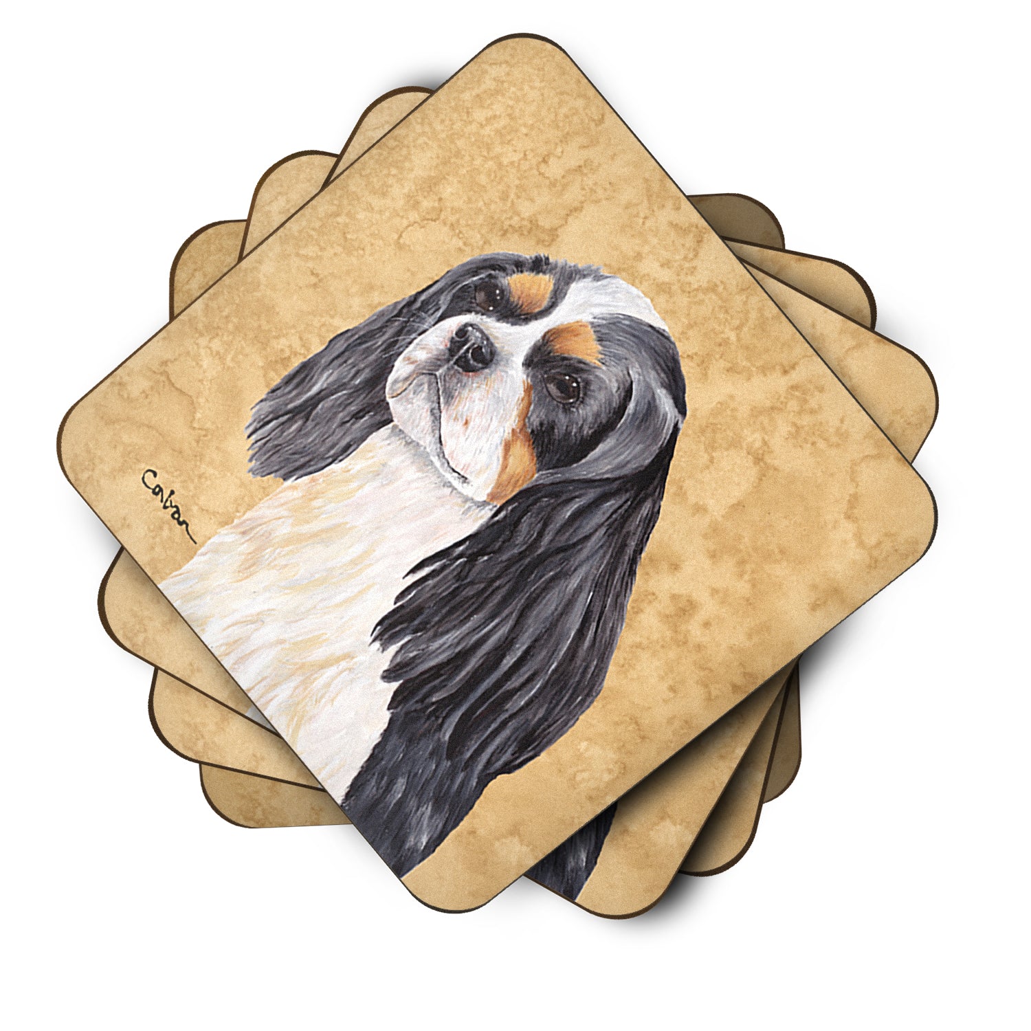 Set of 4 Cavalier Spaniel Foam Coasters - the-store.com