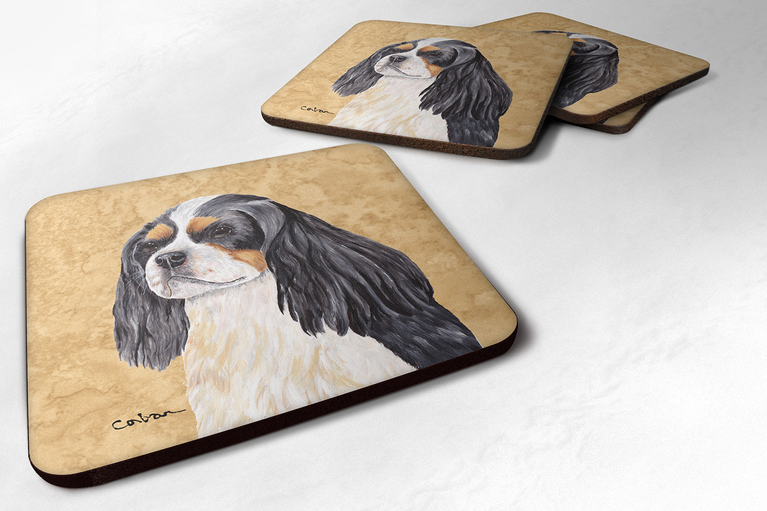 Set of 4 Cavalier Spaniel Foam Coasters - the-store.com