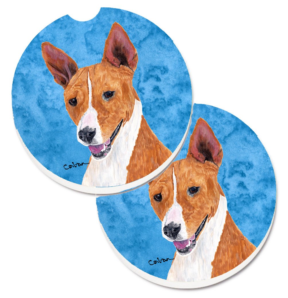 Blue Basenji Set of 2 Cup Holder Car Coasters SC9124BUCARC by Caroline's Treasures