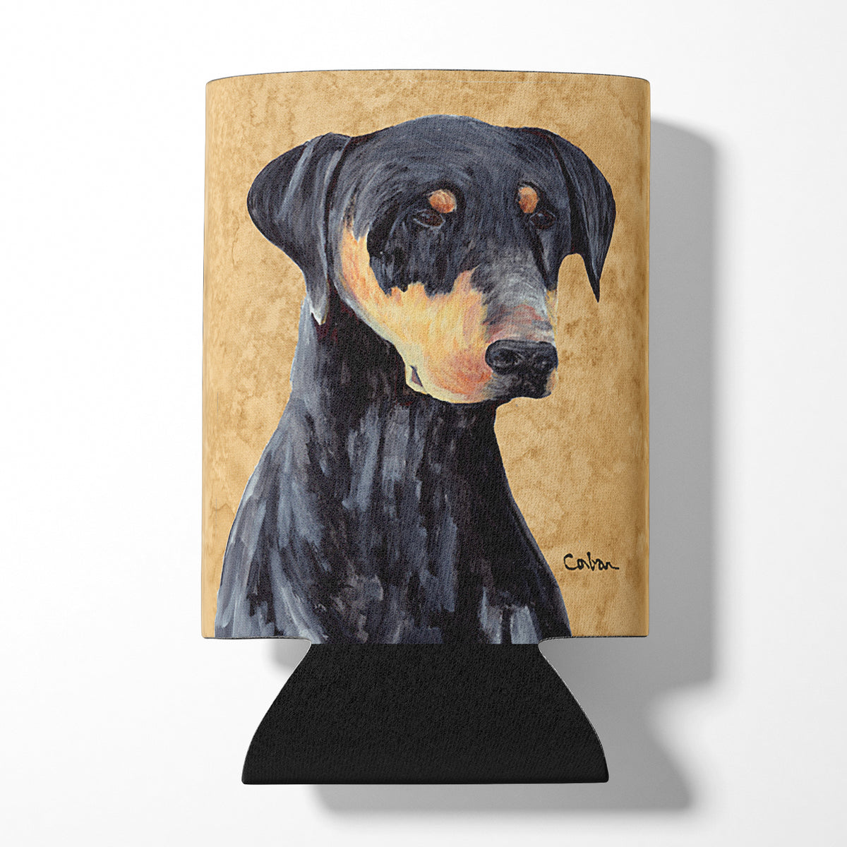 Doberman Can or Bottle Beverage Insulator Hugger.