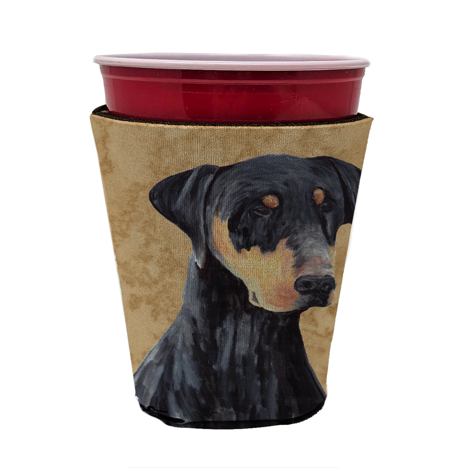 Doberman Red Cup Beverage Insulator Hugger  the-store.com.