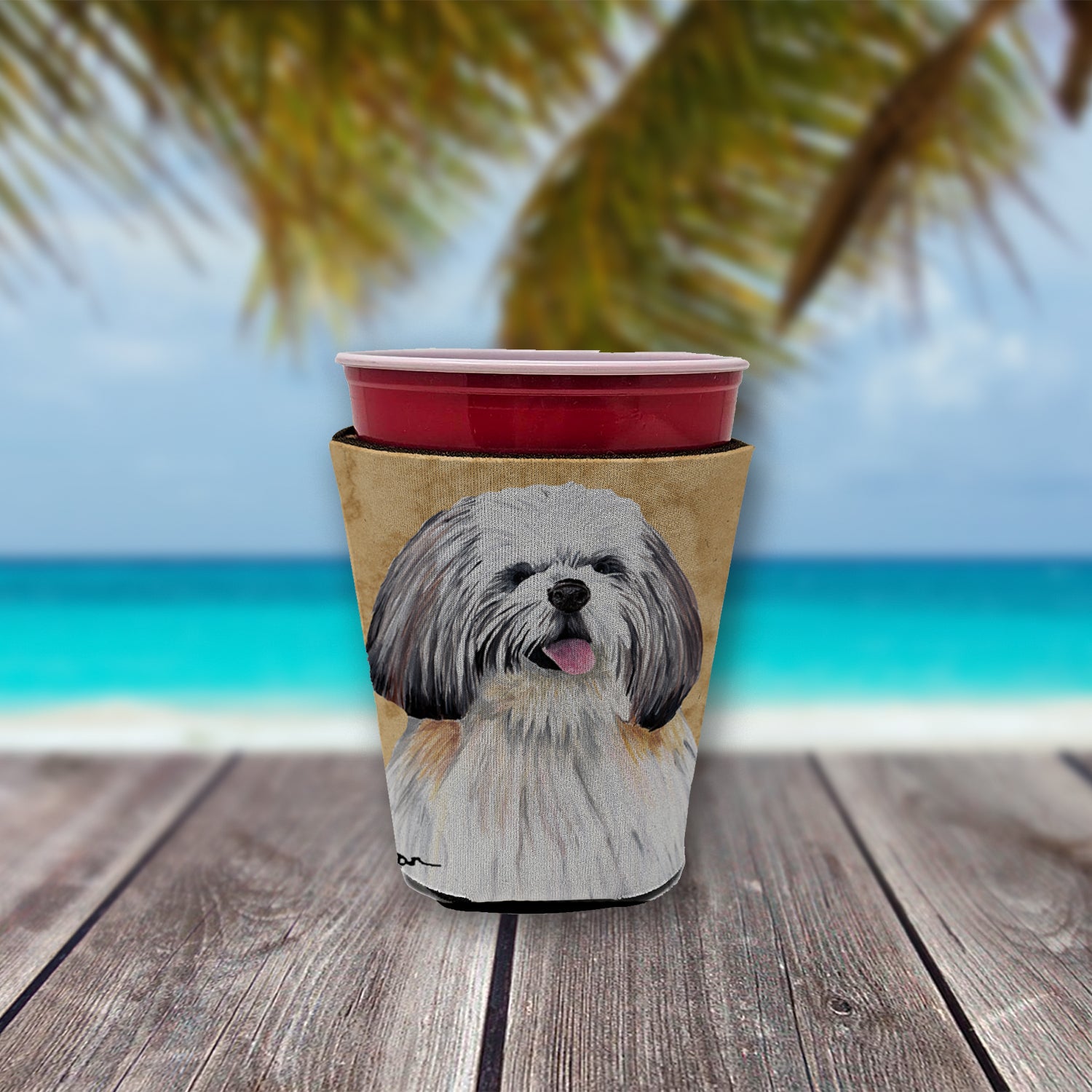 Shih Tzu Red Cup Beverage Insulator Hugger  the-store.com.