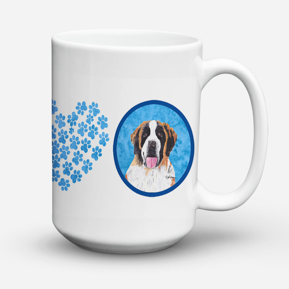 Saint Bernard Dishwasher Safe Microwavable Ceramic Coffee Mug 15 ounce  the-store.com.