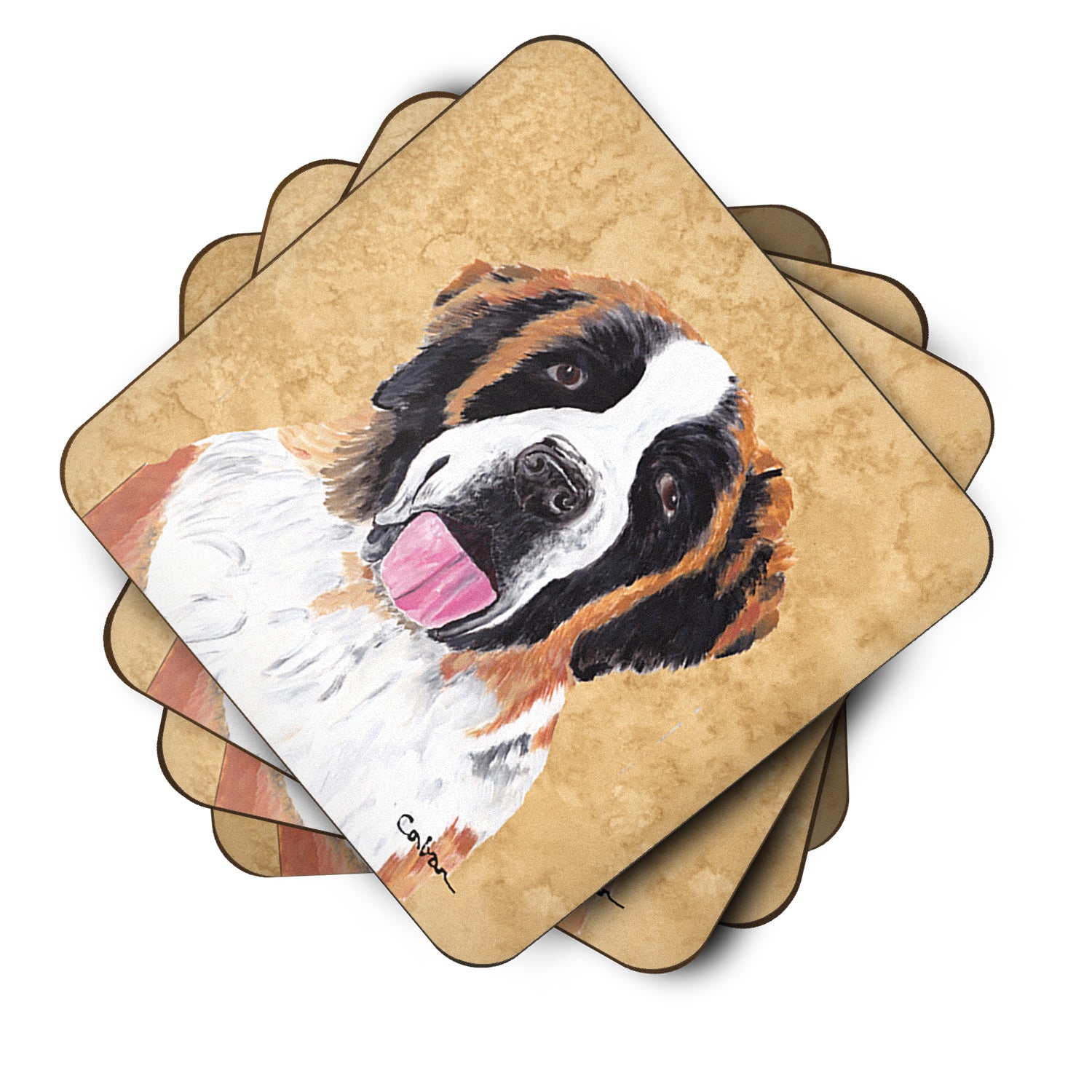 Set of 4 Saint Bernard Foam Coasters - the-store.com