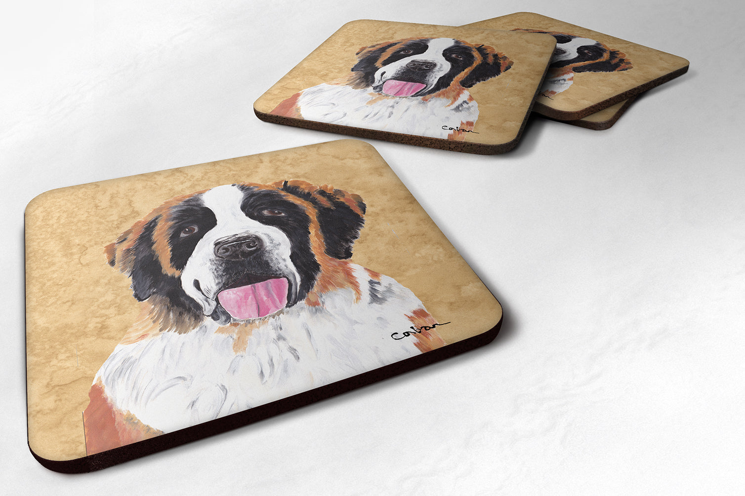 Set of 4 Saint Bernard Foam Coasters - the-store.com