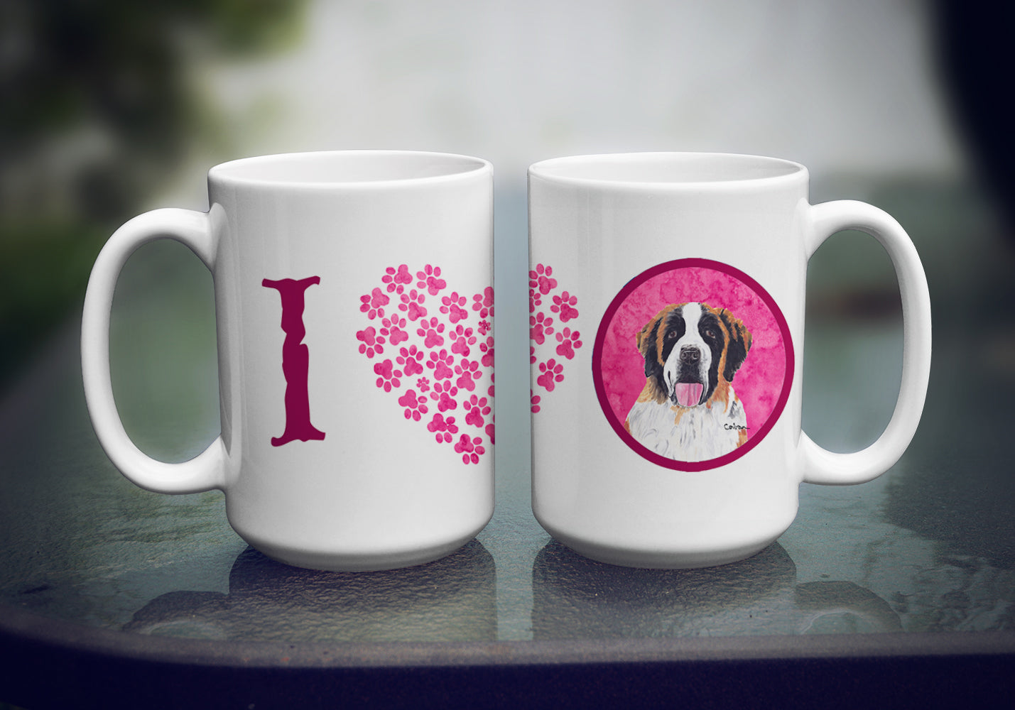 Saint Bernard Dishwasher Safe Microwavable Ceramic Coffee Mug 15 ounce  the-store.com.