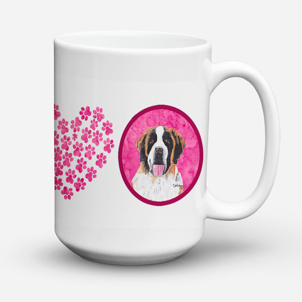 Saint Bernard Dishwasher Safe Microwavable Ceramic Coffee Mug 15 ounce  the-store.com.