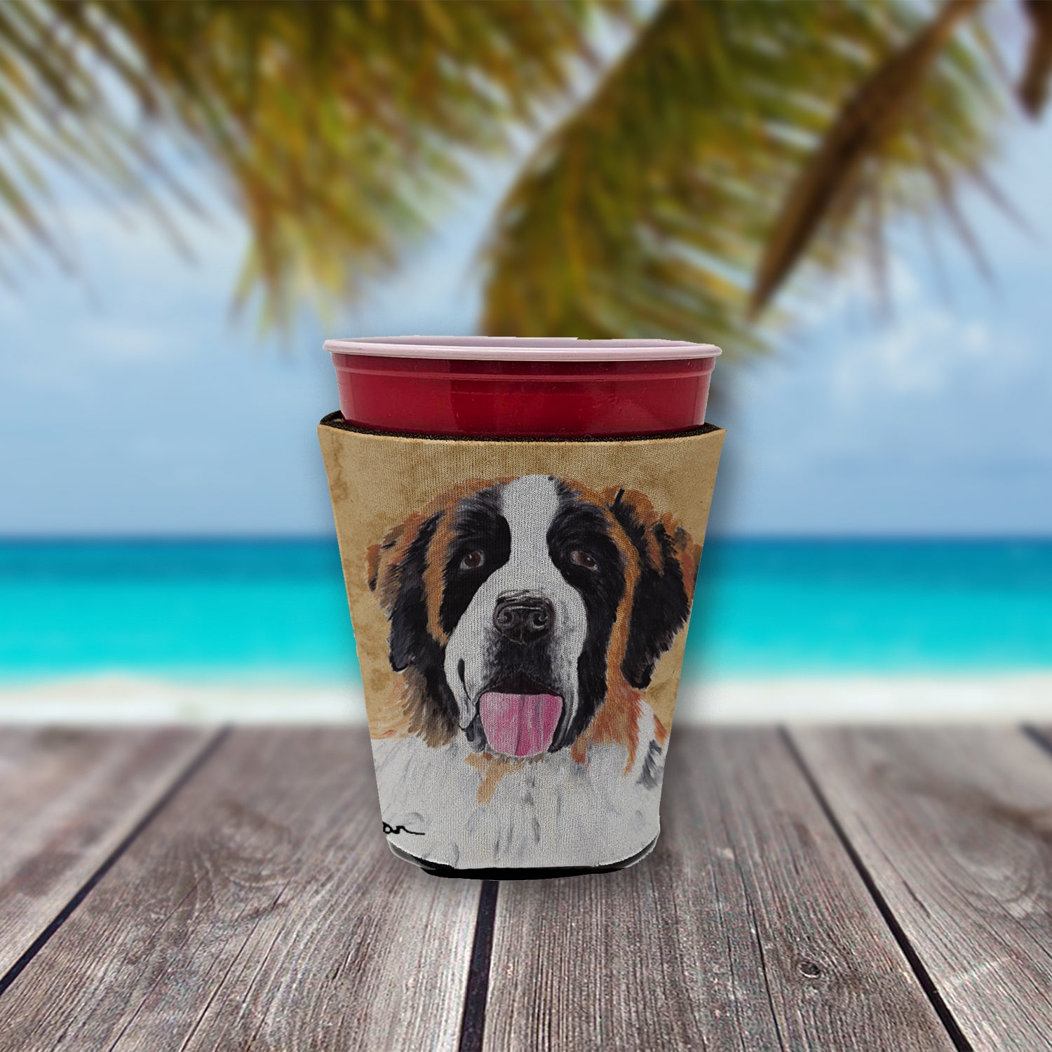 Saint Bernard Red Cup Beverage Insulator Hugger  the-store.com.