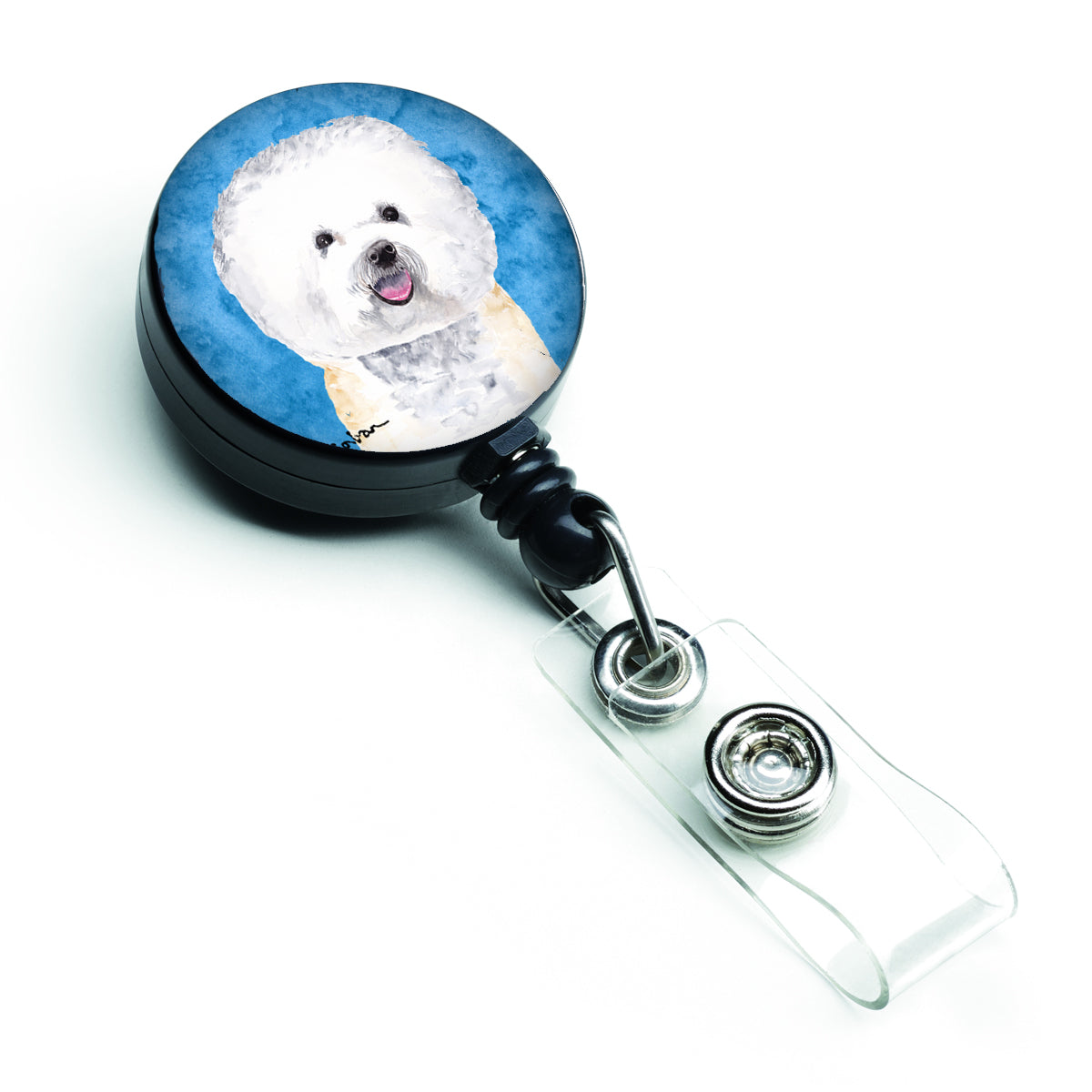 Bichon Frise Retractable Badge Reel or ID Holder with Clip.