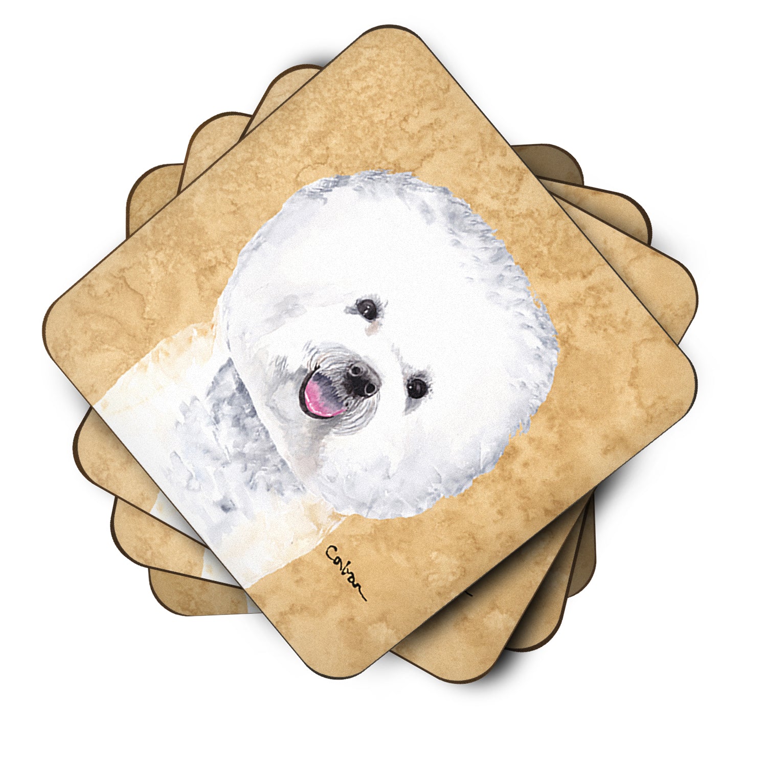 Set of 4 Bichon Frise Foam Coasters - the-store.com