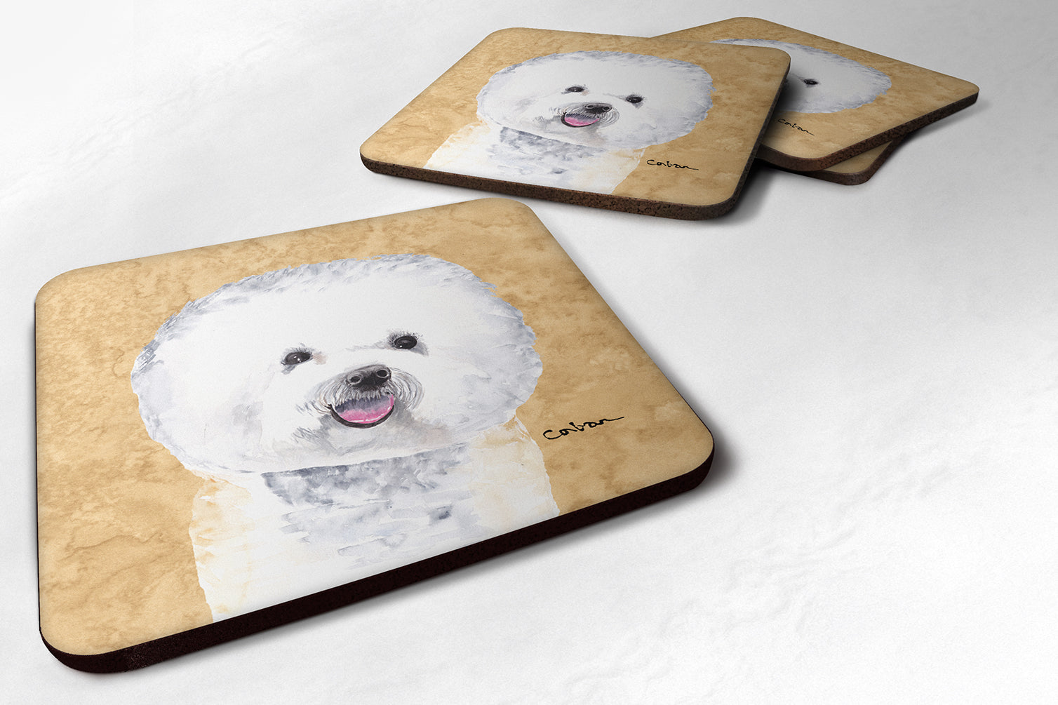 Set of 4 Bichon Frise Foam Coasters - the-store.com