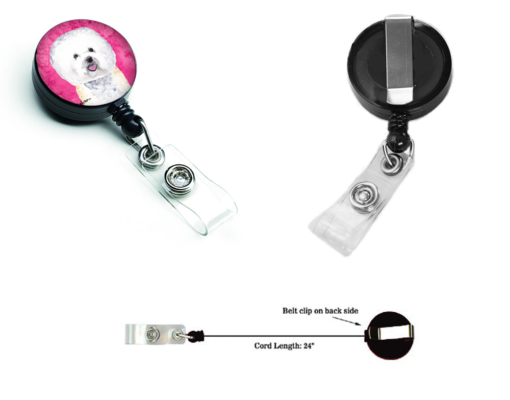 Bichon Frise Retractable Badge Reel or ID Holder with Clip.