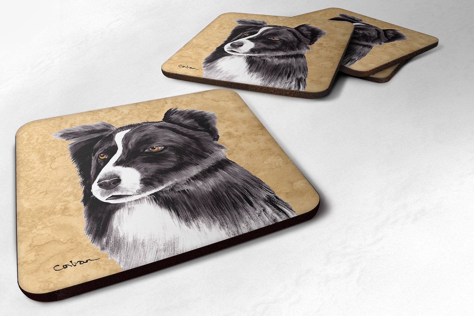 Set of 4 Border Collie Foam Coasters - the-store.com