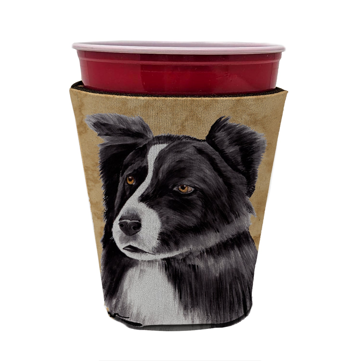 Border Collie Red Cup Beverage Insulator Hugger  the-store.com.