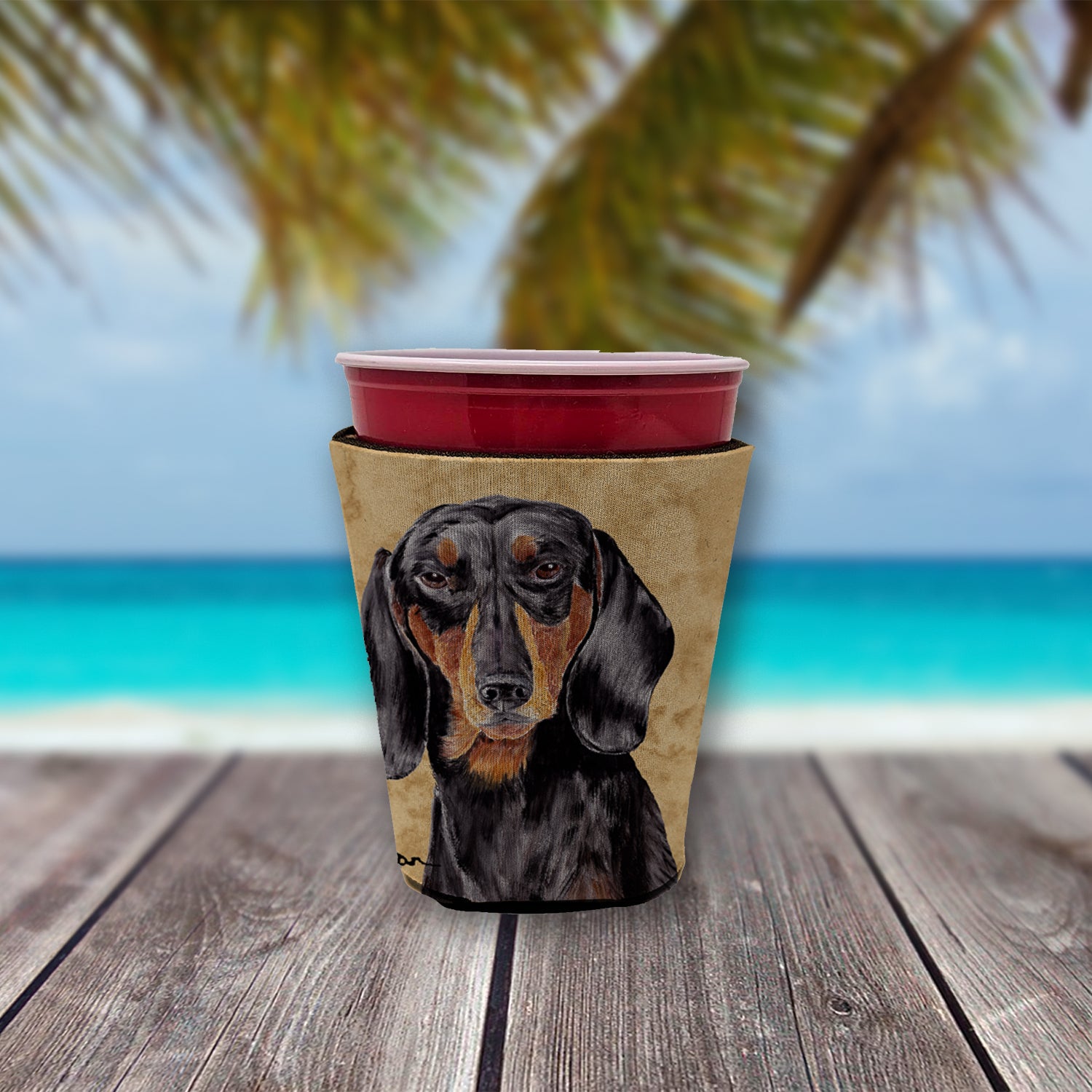 Dachshund Red Cup Beverage Insulator Hugger  the-store.com.