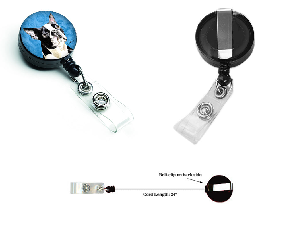 Boston Terrier Retractable Badge Reel or ID Holder with Clip.