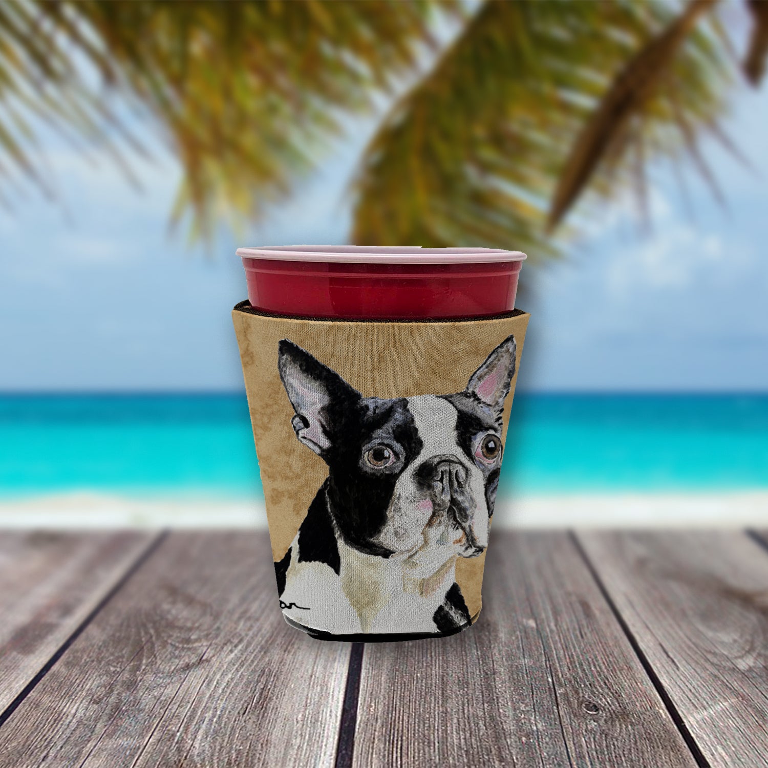 Boston Terrier Red Cup Beverage Insulator Hugger  the-store.com.