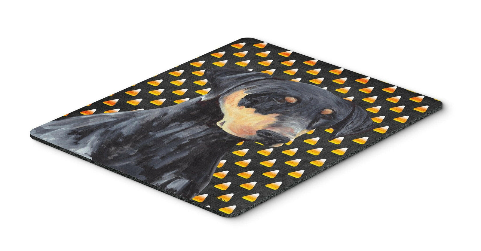 Doberman Natural Ears Candy Corn Halloween Mouse Pad, Hot Pad or Trivet by Caroline's Treasures