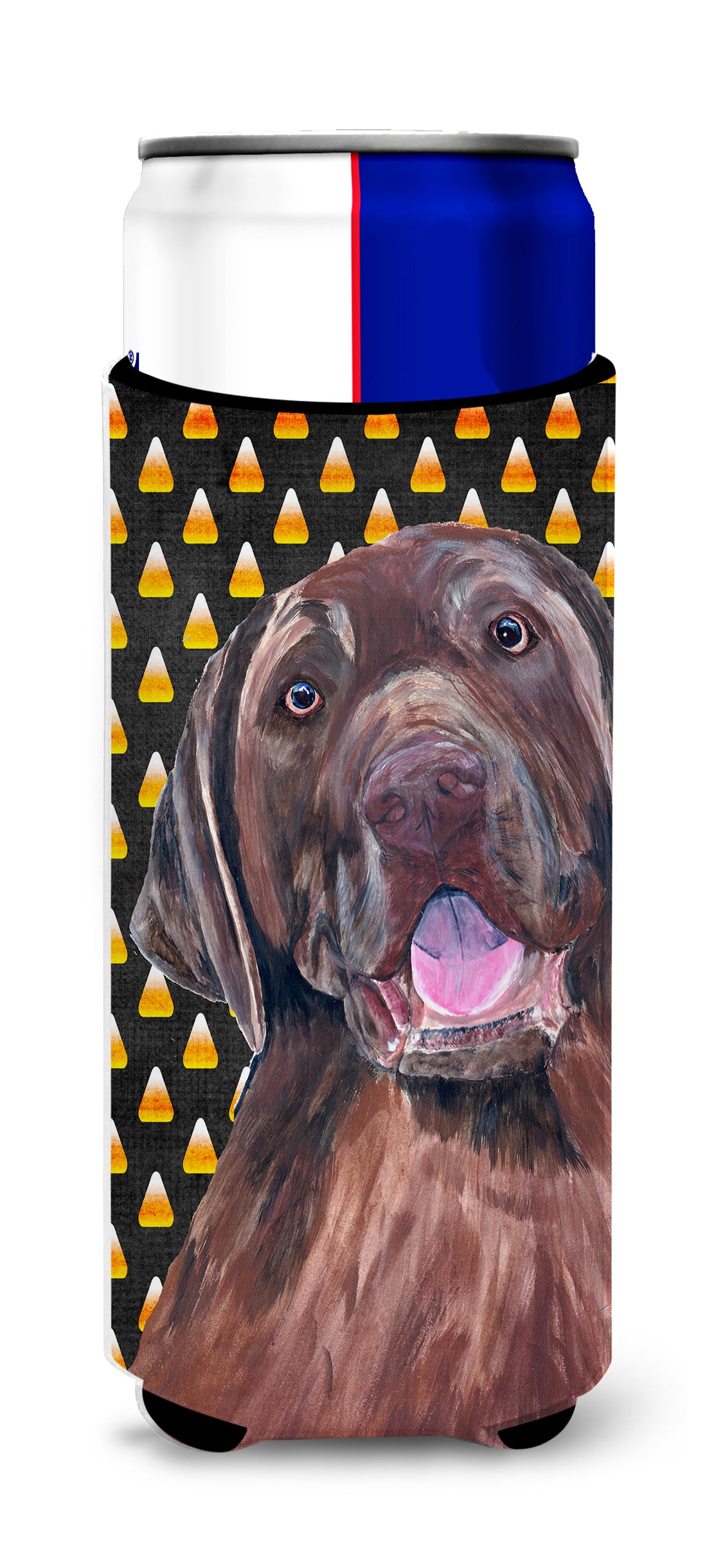 Labrador Chocolate Candy Corn Halloween Portrait Ultra Beverage Insulators for slim cans SC9157MUK.