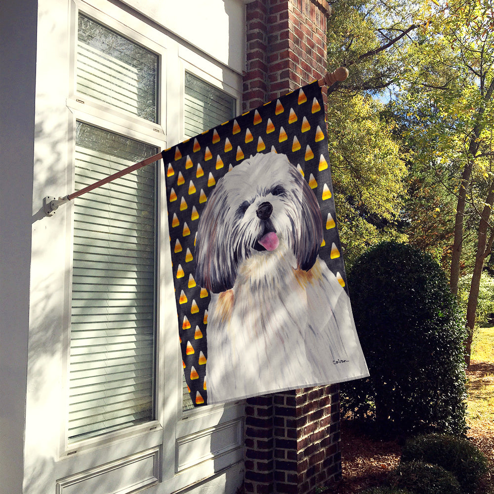 Shih Tzu Candy Corn Halloween Portrait Flag Canvas House Size  the-store.com.